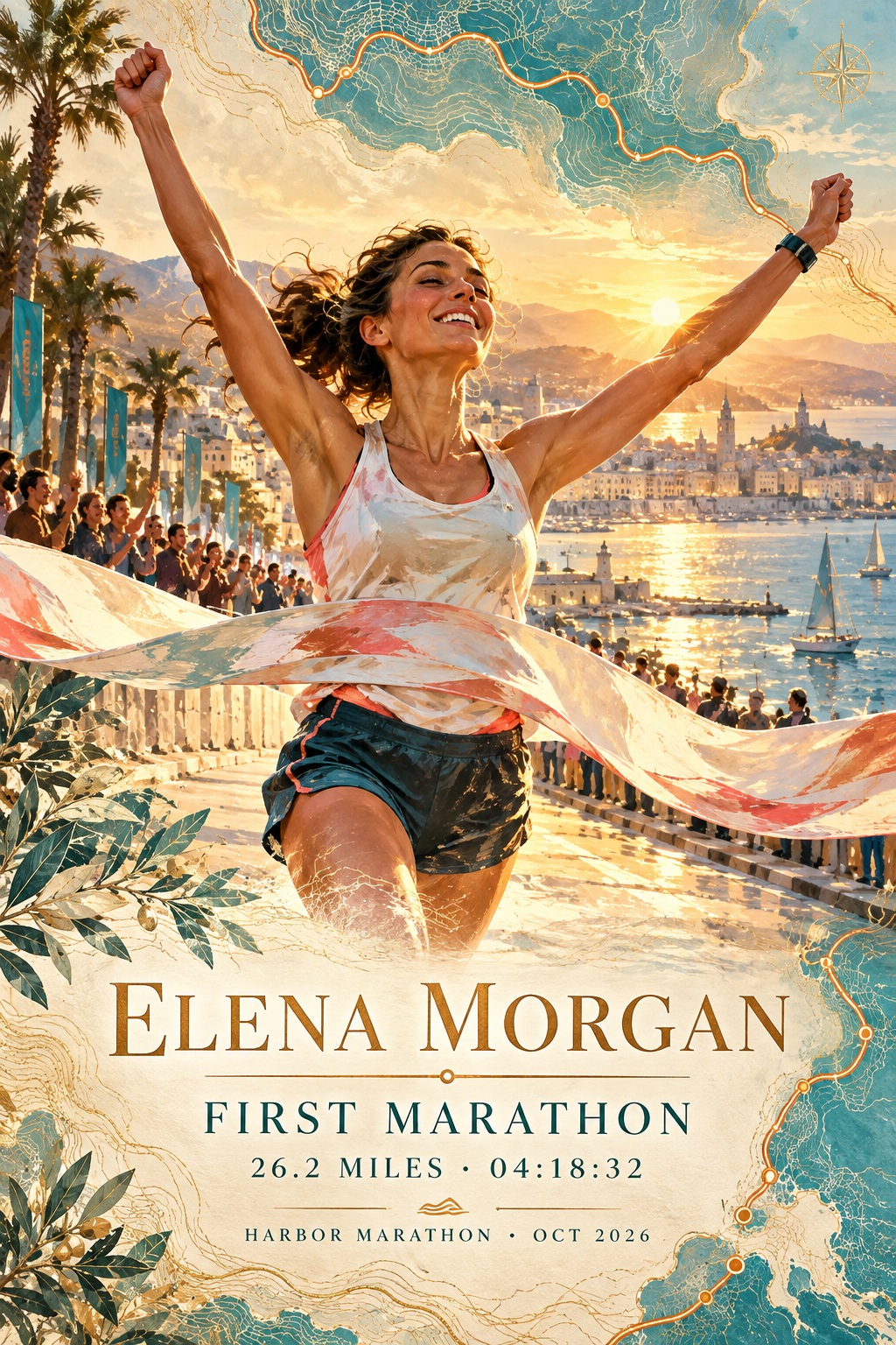 Premium marathon commemorative artwork; fictional adult example